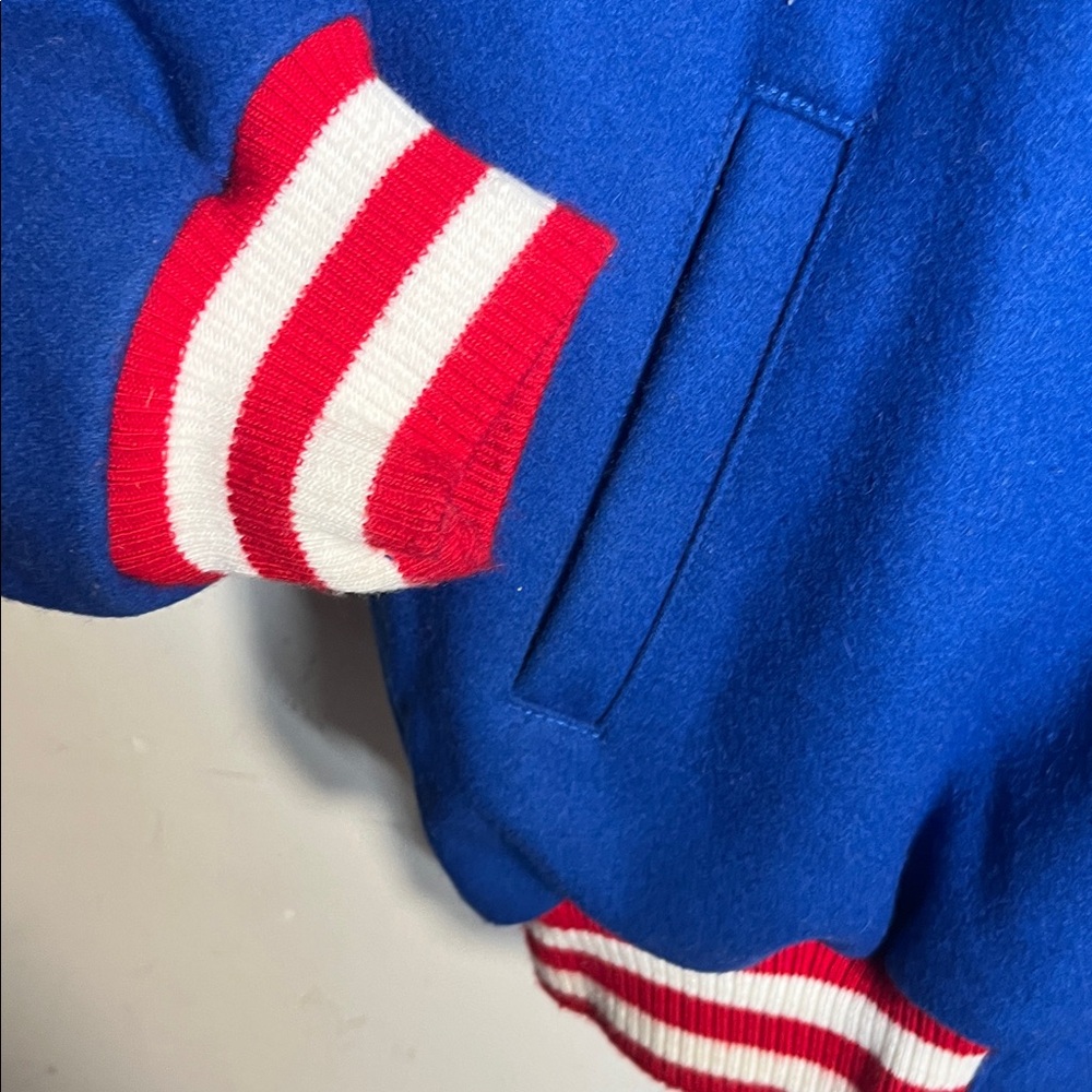 MLB Chicago Cubs JH Design Wool Blend USA Jacket With Embroided Logos Blue - Picture 7 of 14